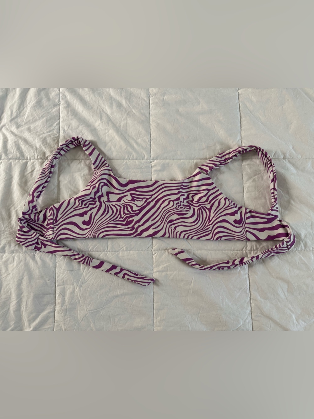 Skatie Purple and White Zebra-Print Bikini Top